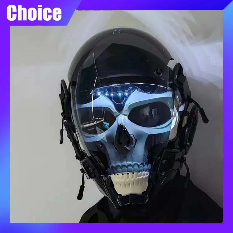 

Cyber Punk Skeleton Mask Cos Horror Ghost Head Skull Cosplay Mech Soldier Helmet Role Play Carnival Party Props Halloween Mask