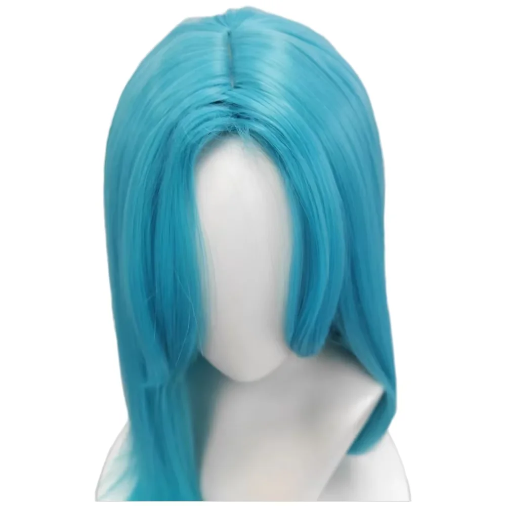 Women's Blue Long Straight Synthetic Wig with Bangs
