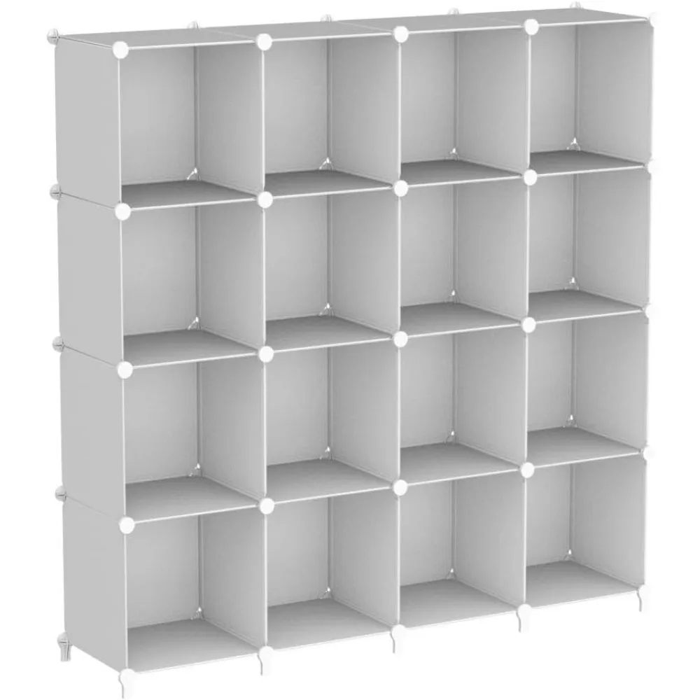 Cube Shelf, 16 Storage Cubes Closet Organizers and Portable Cube Organizer Plastic Bookshelf Bookcase