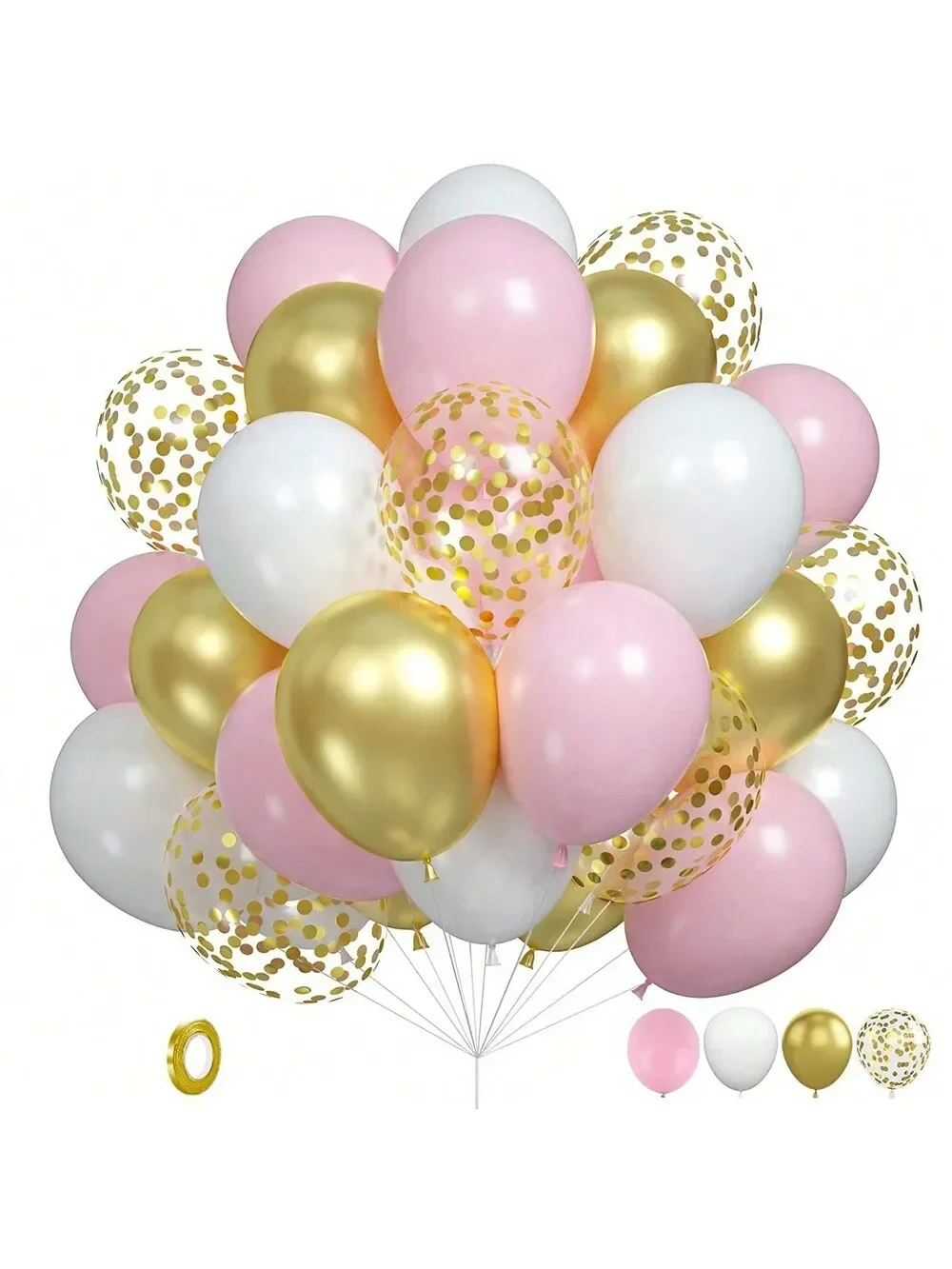 20PCS-12 inch pink gold colorful confetti balloons, pearl white latex balloons, wedding party decorations, birthday parties