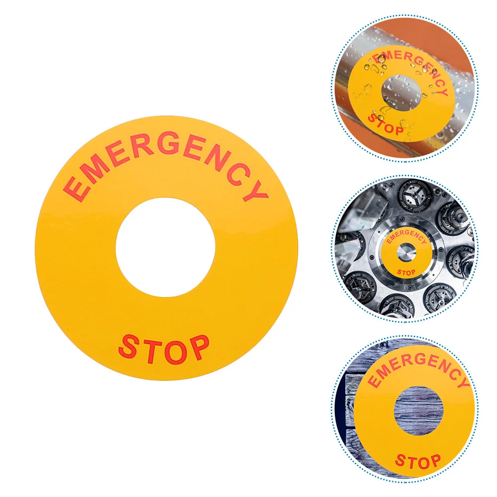 Stop Tag Emergency Button Stickers Electrical Safety Signs Storage Caution Yellow Pp Warning Decals