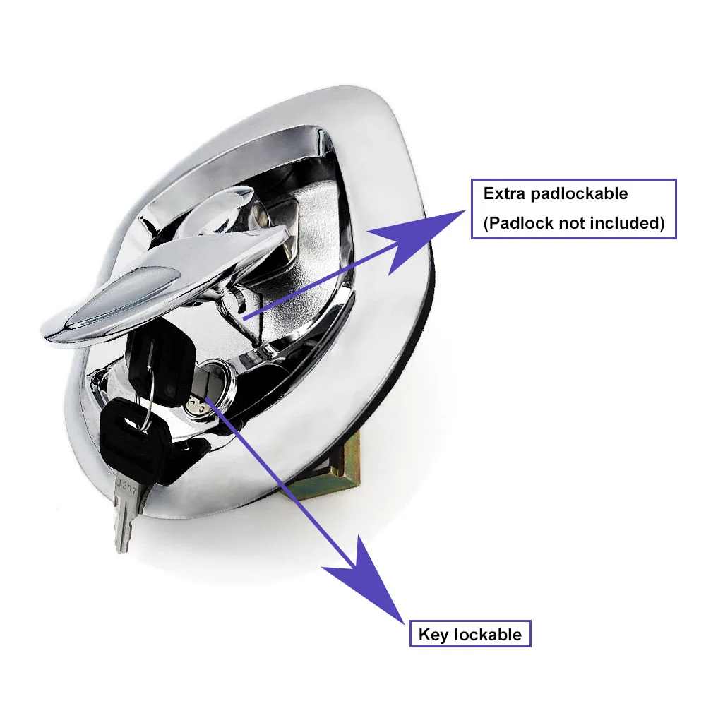 Chroming Zinc Alloy Compressed T Handle Latches Door Safety Locks for Caravans Toolbox Car Trailers Whale Tail Lock