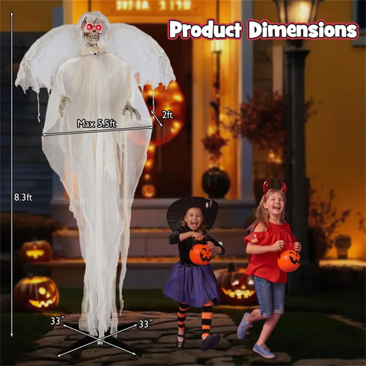 

8.3ft Halloween Haunted Angel with Glowing Eyes & Moving - Spooky Decoration