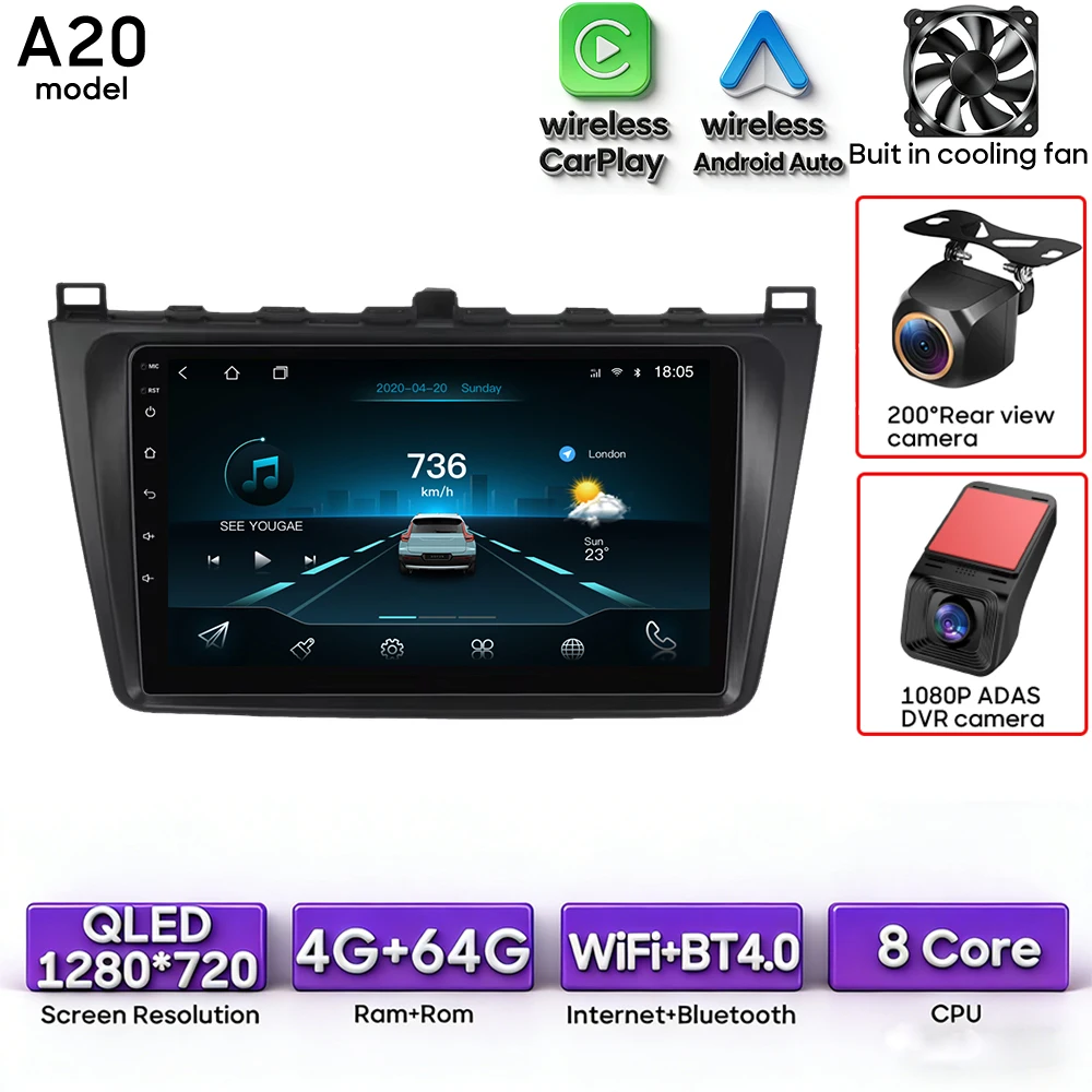 Android 16 voor Mazda 6 Rui GH 2008 - 2015 Auto Multimedia Speler Draadloze Carplay Autoradio Stereo Video Wifi Navigatie GPS BT