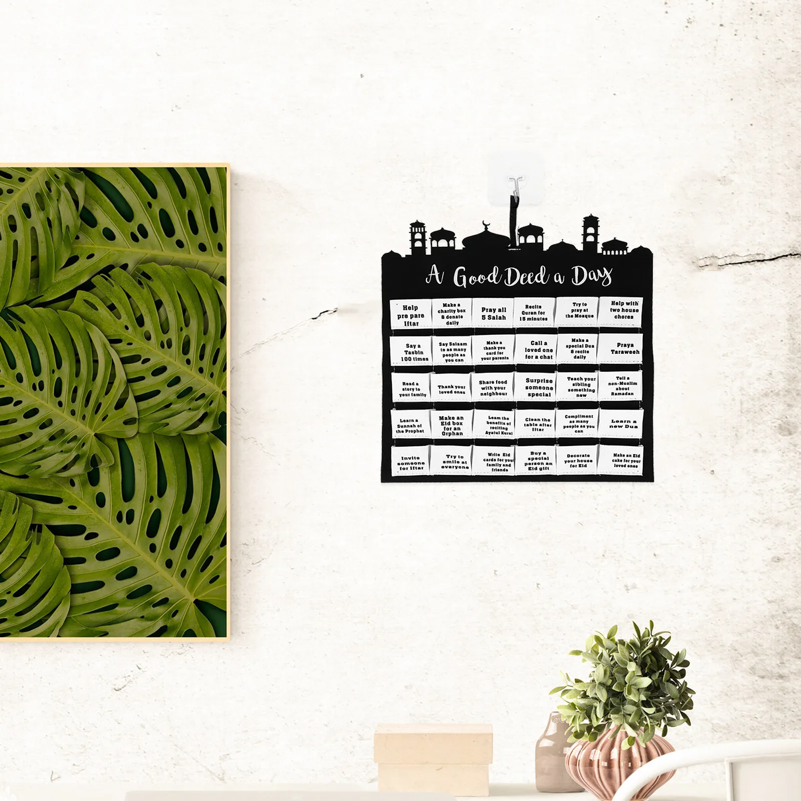 

Настенный календарь для обратного отсчета до Ид, 1 шт., из фетра, для дома и офиса, подвесной декор, усилитель праздничного настроения, белый календарь для обратного отсчета до Ид