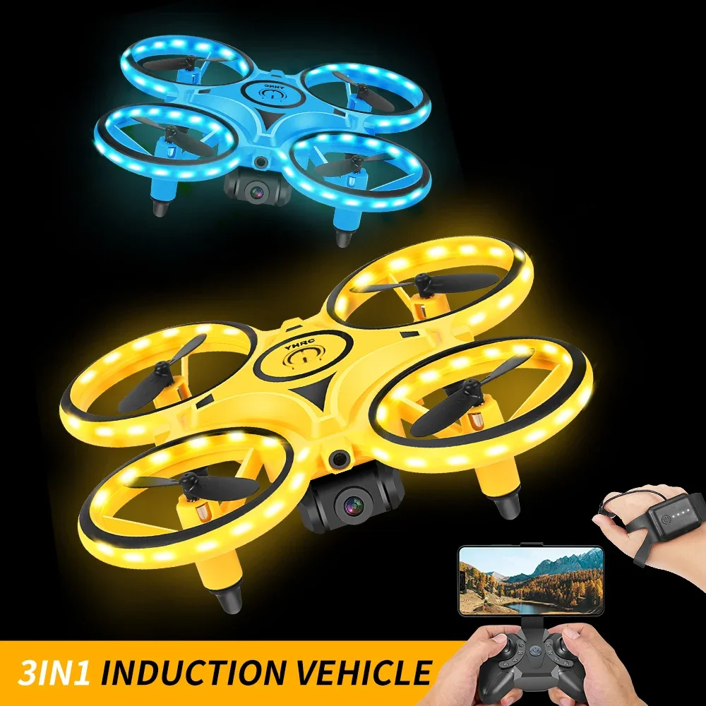 YH222 UFO مشاهدة الطائرة بدون طيار |   طائرة رباعية صغيرة ذكية للتحكم بالإيماءات مع لعبة مقاومة للسقوط والتحوم وجهاز التحكم عن بعد