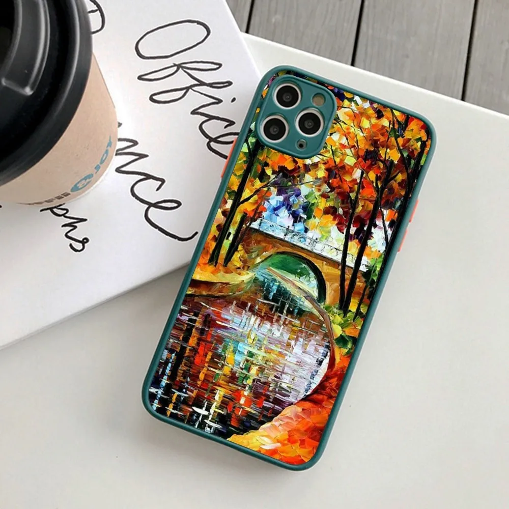 L-Leonid Oil A-Afremov Painting Phone Case for iPhone 14 11 12 13 Mini Pro Max 8 7 Plus X XR XS MAX Translucent Matte Cover