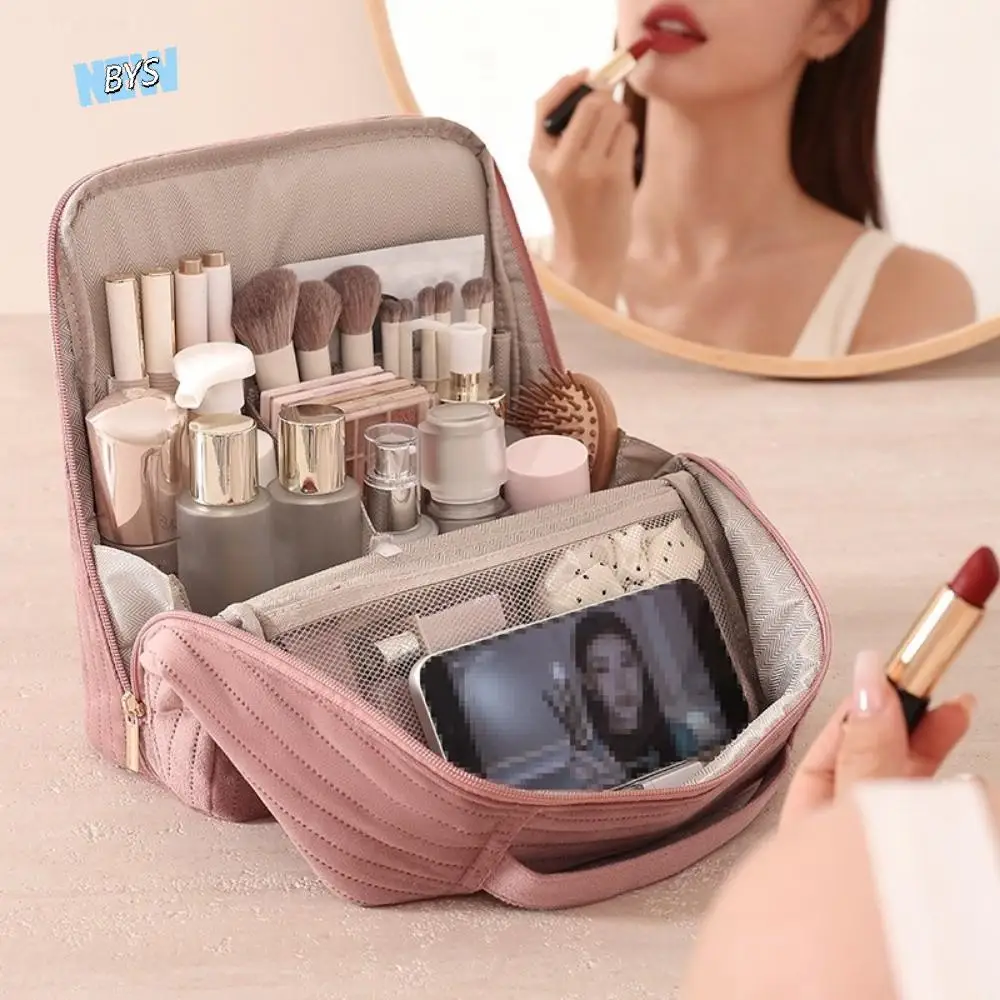 

Standable Women Makeup Bag Vertical Style Multifunctional Cosmetic Organizer Large Capacity Thickened Pencil Bag Storage