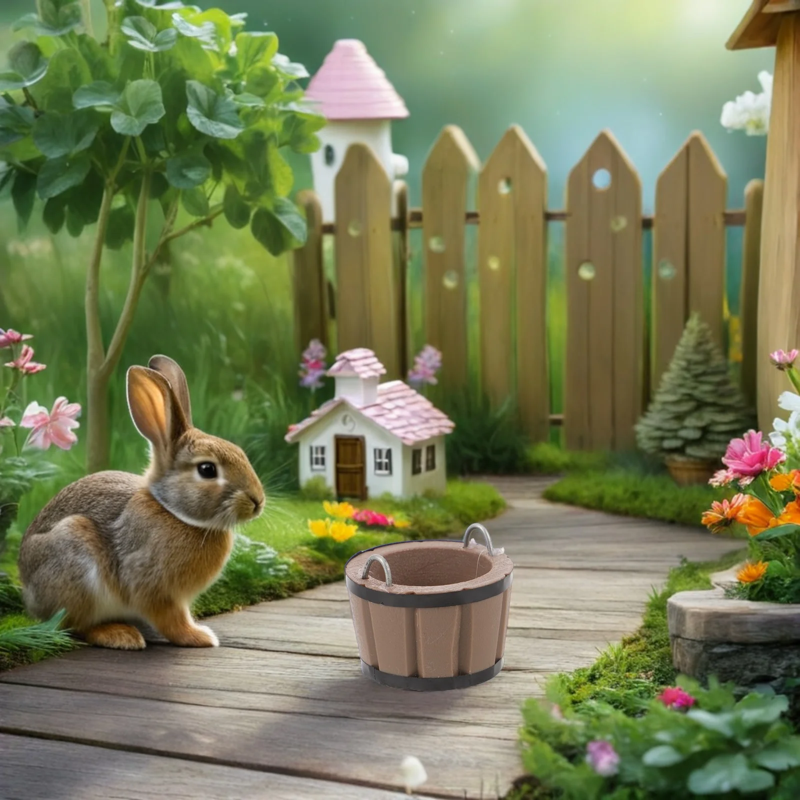 

2Pcs Mini Resin Barrels Miniature Buckets for DIY Rustic Farm Scene Accessories Micro Landscape Dollhouse Ornament Decoration