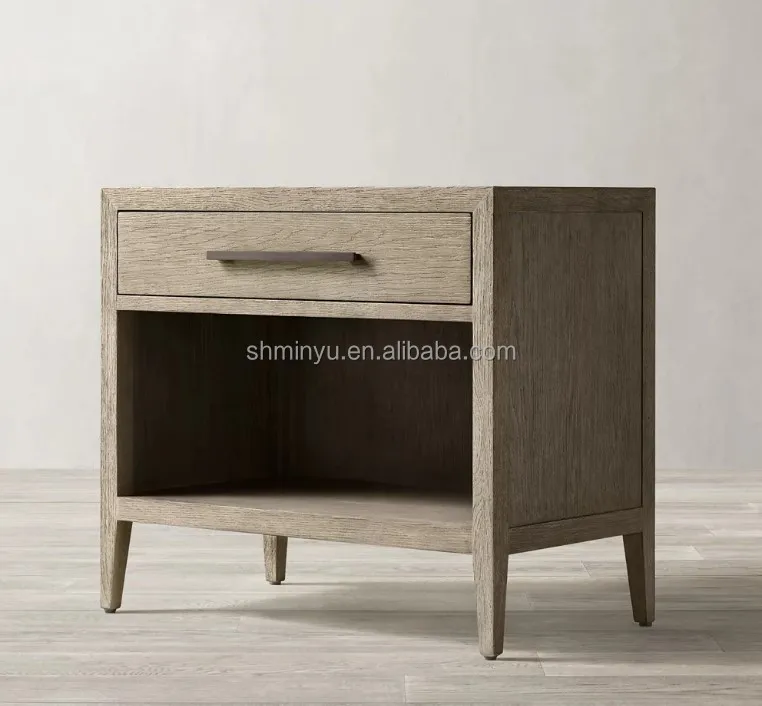 

Luxury Modern Home Furniture American Style Russian Oak Storage Open Nightstand Solid Wood with Rustic Design