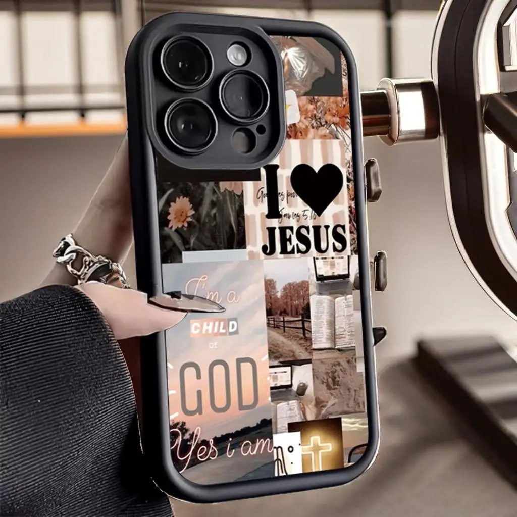 يسوع الكولاج نمط سميكة للصدمات جراب هاتف آيفون 16 برو ماكس 16 15 14 13 12 11 برو ماكس X XR XS 7 8 16 زائد SE2 غطاء #4