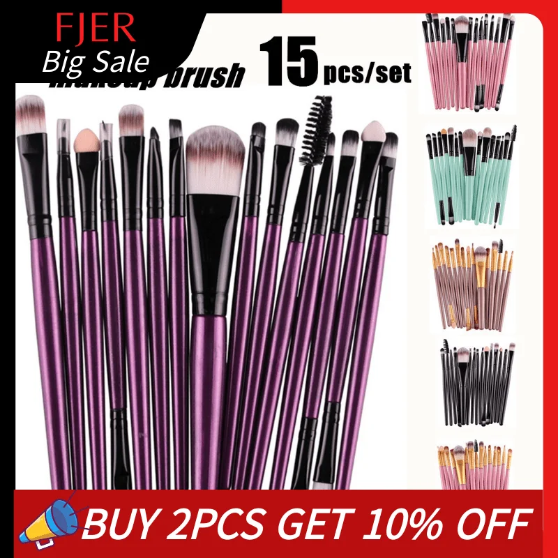 FJER 6PCS-15PCs Makeup Brush Set Cosmetict Makeup For Face Make Up Tools Women Beauty Professional Foundation Blush Eyeshadow