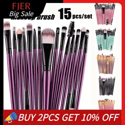 FJER 6PCS-15PCs Makeup Brush Set Cosmetict Makeup For Face Make Up Tools Women Beauty Professional Foundation Blush Eyeshadow