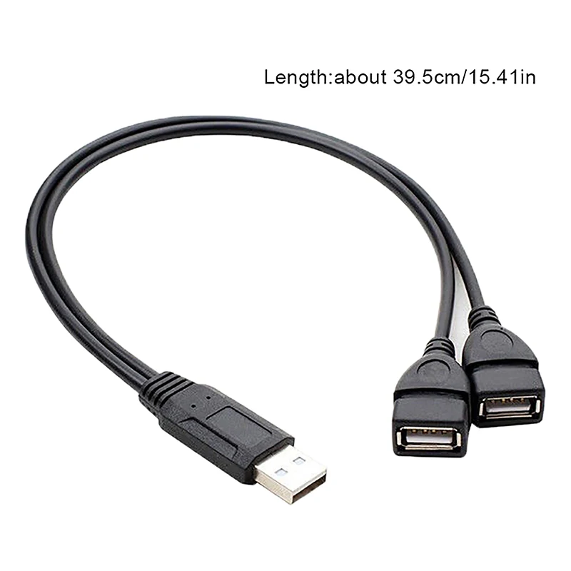 1 ذكر التوصيل إلى 2 أنثى المقبس USB 2.0 تمديد خط كابل بيانات محول الطاقة محول الفاصل USB 2.0 كابل