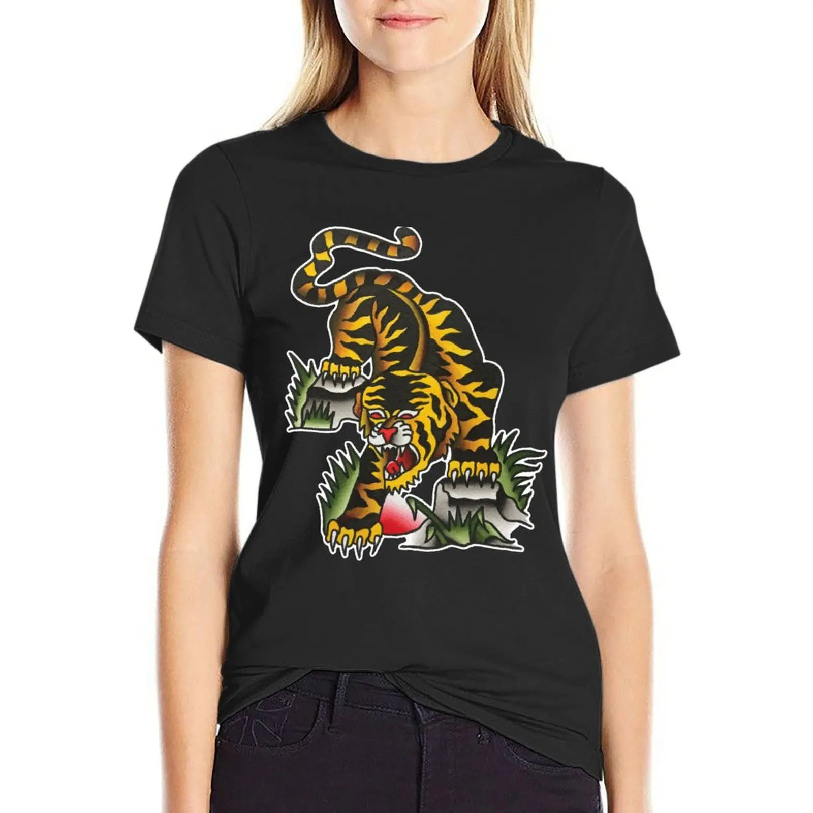 

Traditional Crawling Tiger Tattoo Design T-Shirt aesthetic clothes funnys hippie clothes tshirts woman