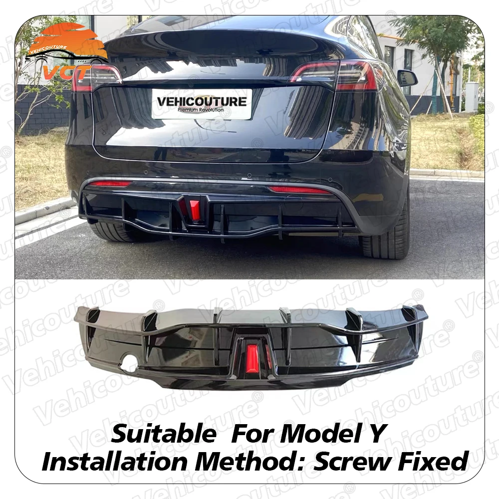 Model Y Performance Carbon Fiber Pattern Rear Bumper ABS PP Bright Black Rear Diffuser Body Kit for Tesla Model Y