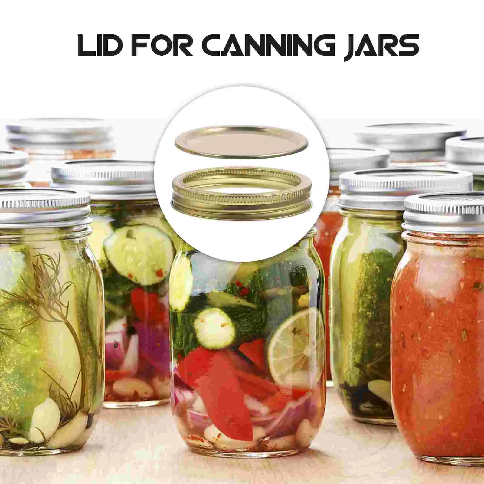 5 Sets Mason Jar Airtight Lid Wide Mouth Jars Metal Lids Can Storage for Canning Tinplate Cap Caps