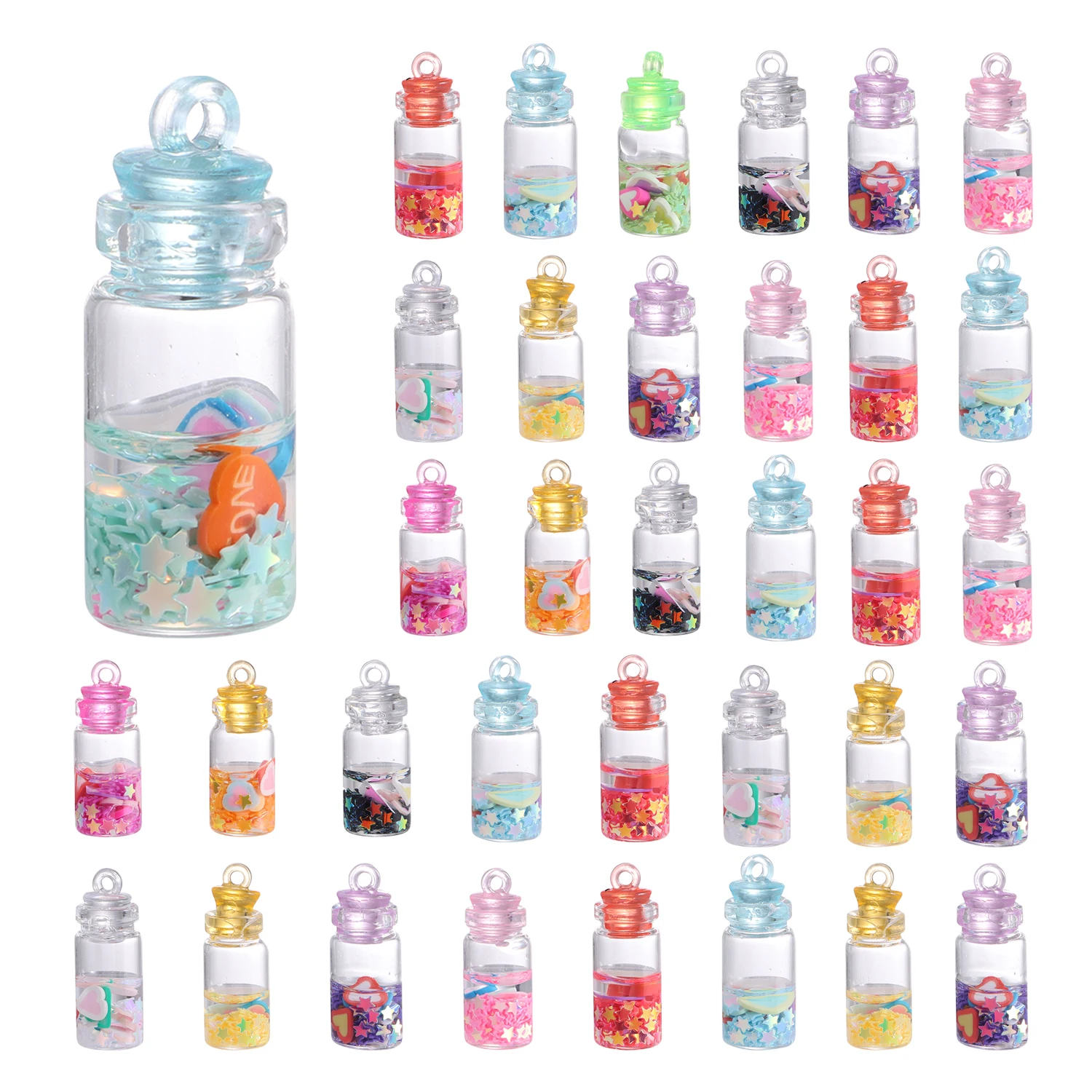 Kawaii Leuchtender Glasanhänger Fünfzackiger Stern Herzförmige Charms DIY Valentinstag Geburtstagsgeschenk Anhänger Zubehör – Detail 13