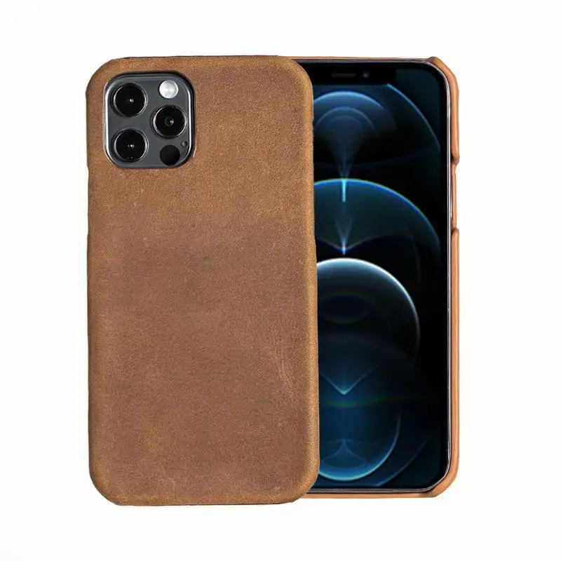 

Applicable to Crazy Horse Leather Apple iPhone15Plus/14/13 Mini Mobile Phone Case Leather Half Pack Protective Leather Case