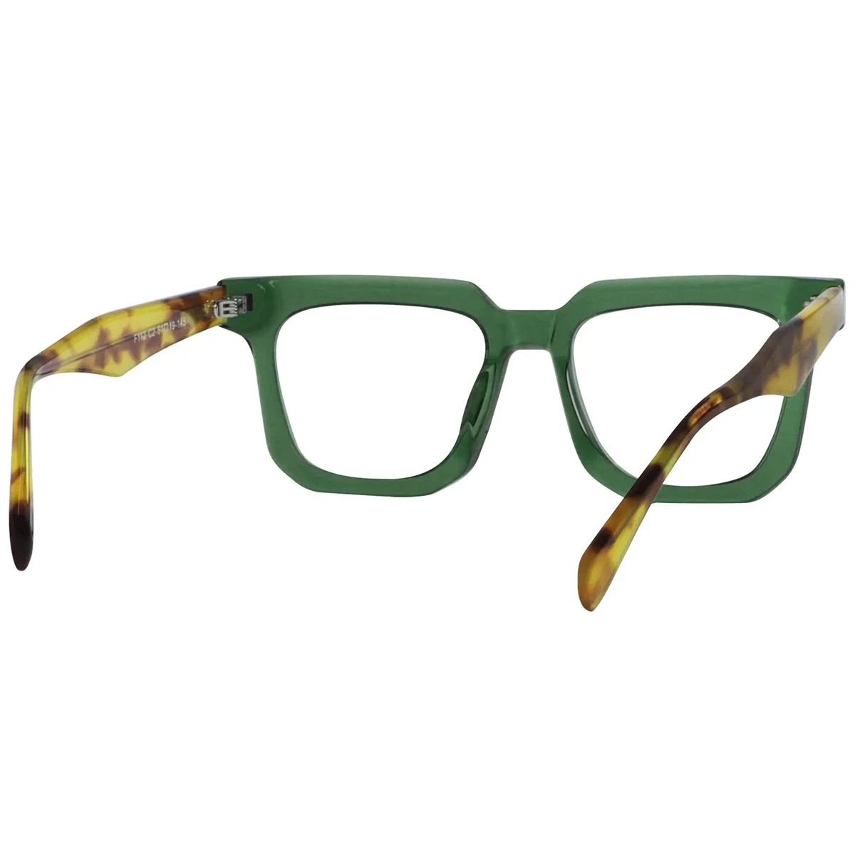 FYTOO Fashion Retro Square Glasses, Translucent Green Frames Leopard Print Temples, Durable Acetate, For Daily Commute Parties.