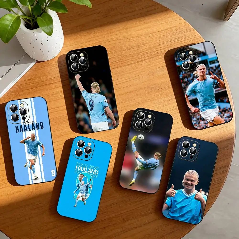 

Erling Haaland Phone Case For iPhone 17,16,15,14,13,12,11 Plus,Pro Max,XS,Soft Silicone Black Cover