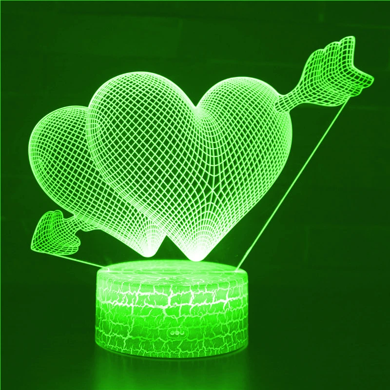 Nighdn Heart 3D LED Decorative Lamp Colorful Night Light Optical Illusion Lamp for Bedside Table Gift for Birthday Christmas