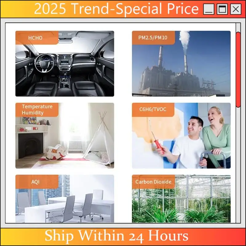 

CHYY Top Tuya Wi-Fi CO2 HCHO H6C6 TVOC PM2.5 PM10 метр термометр гигрометр часы будильник монитор загрязнения воздуха PTH-9BW