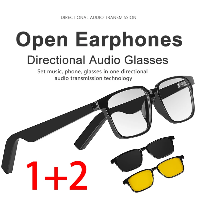 نظارات بلوتوث الذكية kx32 بإطار شفط مغناطيسي، نظارات شمسية لاسلكية للموسيقى مضادة للضوء الأزرق مناسبة للسفر أثناء قيادة الألعاب