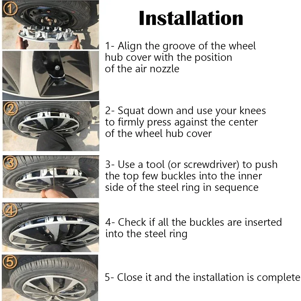 R14 R15 سيارة عجلة يغطي Hubcap 4 قطعة/المجموعة الحديد حافة غطاء عجلة غطاء محور إطارات السيارة اكسسوارات تجديد استبدال مركز Hubcaps #3