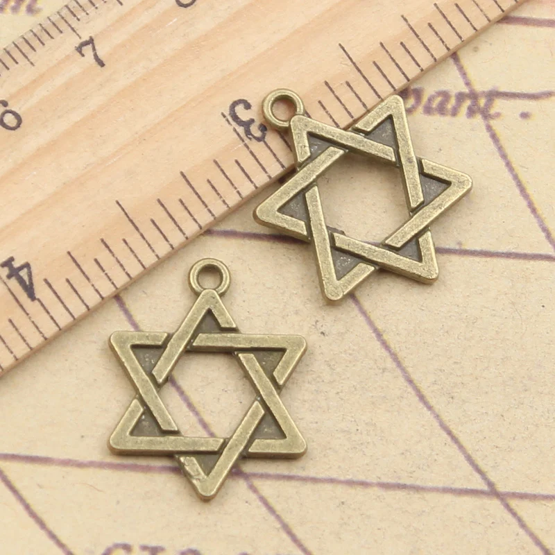 10pcs Charms Hexagram Star Of David Shield 23x18mm Tibetan Silver Color Pendants Antique Jewelry Making DIY Handmade Craft