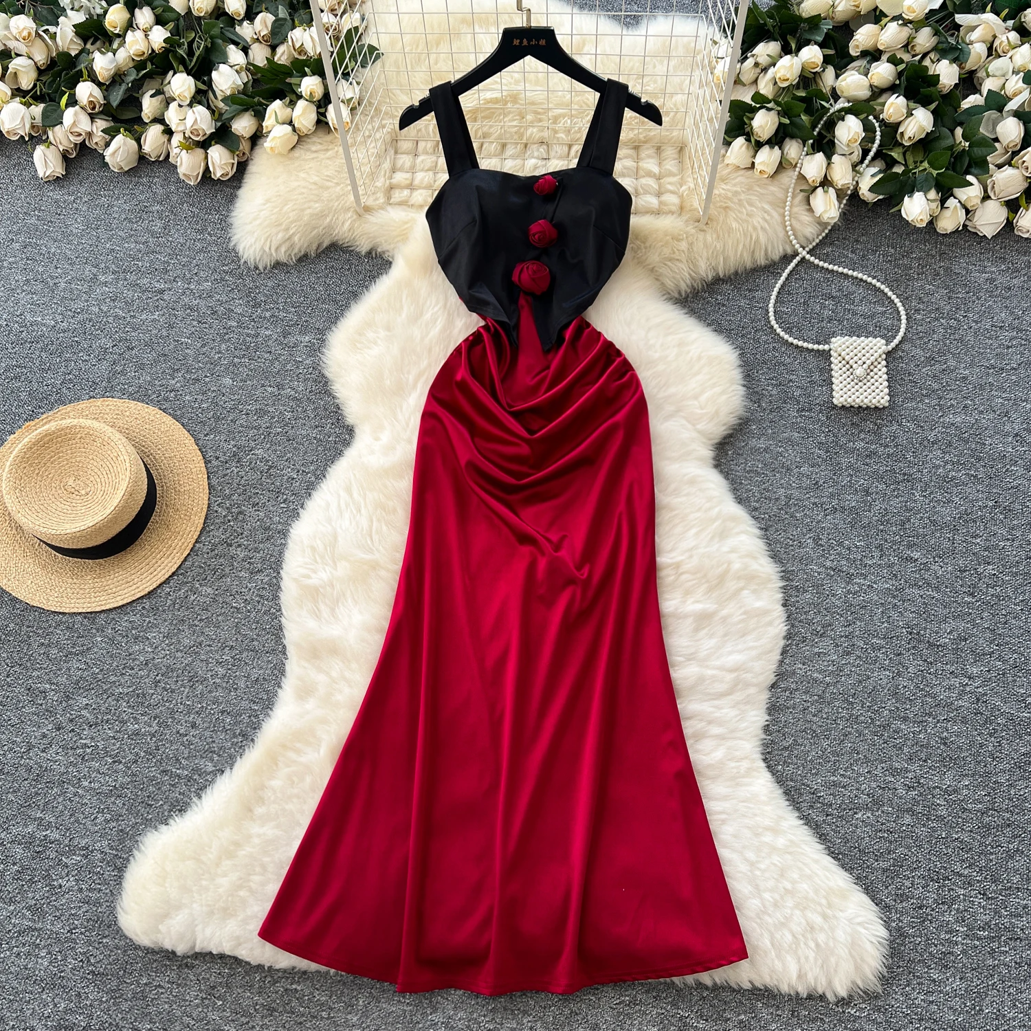 

Chic Sexy satin patchwork Fairy Casual dress Summer Beach Vestidos Women Party ceremony dresses