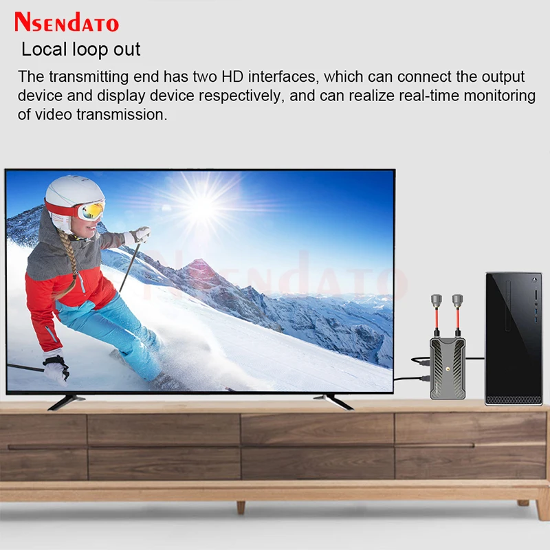 Penerima transmiter HDMI nirkabel 300m, Wifi, ekstender HDMI, tampilan Video Audio, mendukung baterai NP-F untuk kamera PC Laptop ke TV
