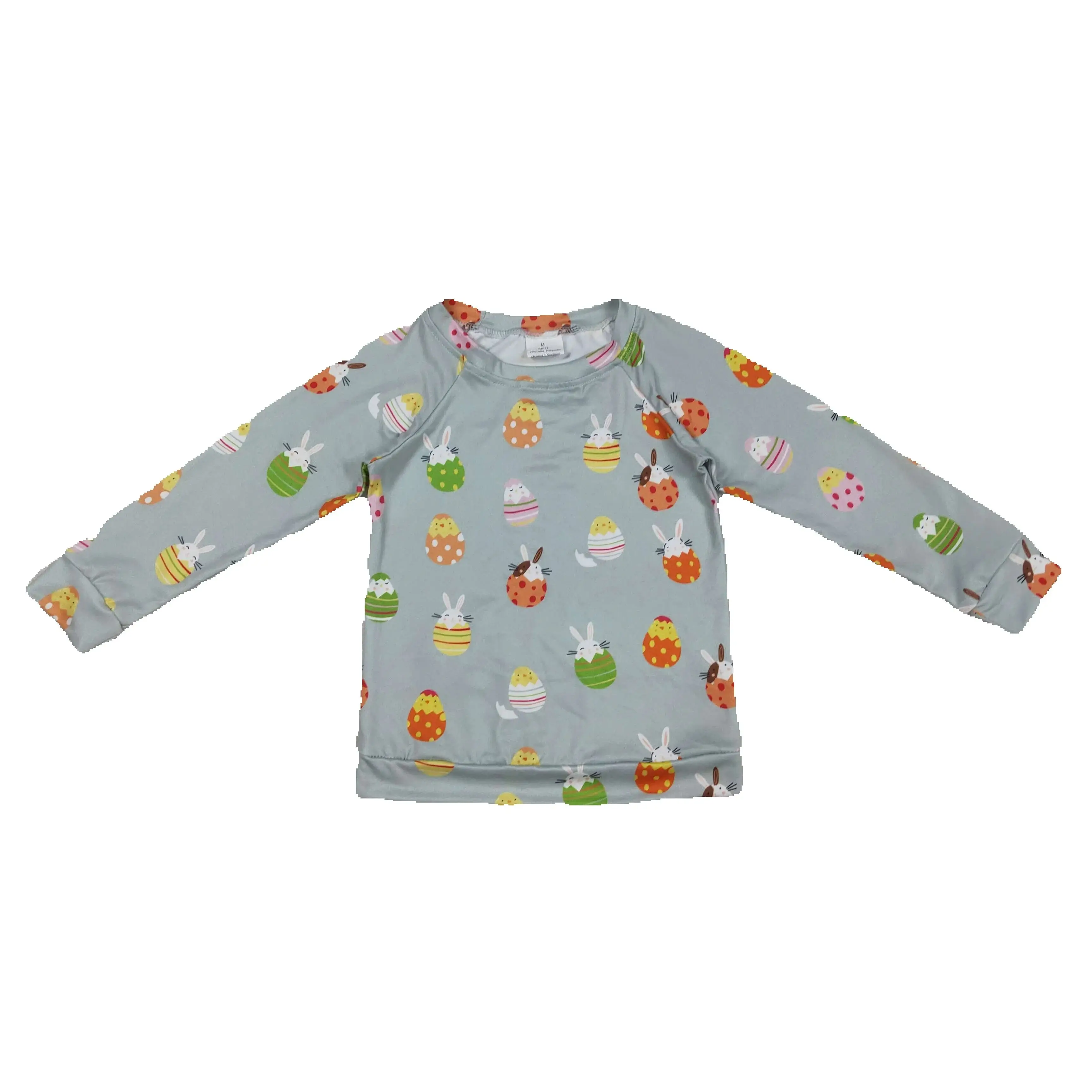 

BT1137 Easter Rabbit Egg Print Long Sleeve Shirt for Boys Blue Green Color Spring Festive Casual Kids' Top