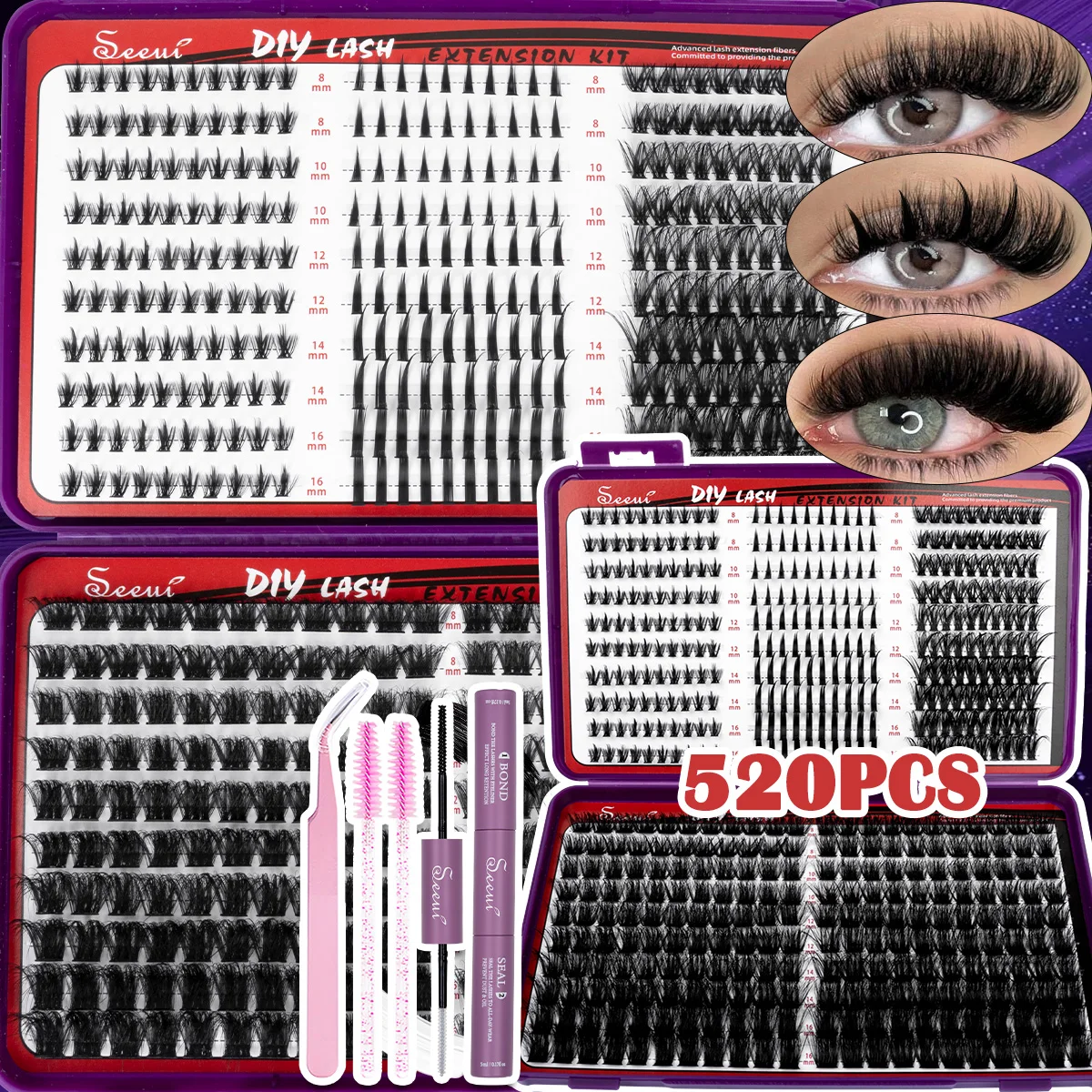 Wimpernbüschel mit Spikes, Wispy Wimpernverlängerungen, dicke Anime-Wimpernbüschel, wiederverwendbare Fairy Einzelwimpern mit Kleber & Versiegelung – Detail 6
