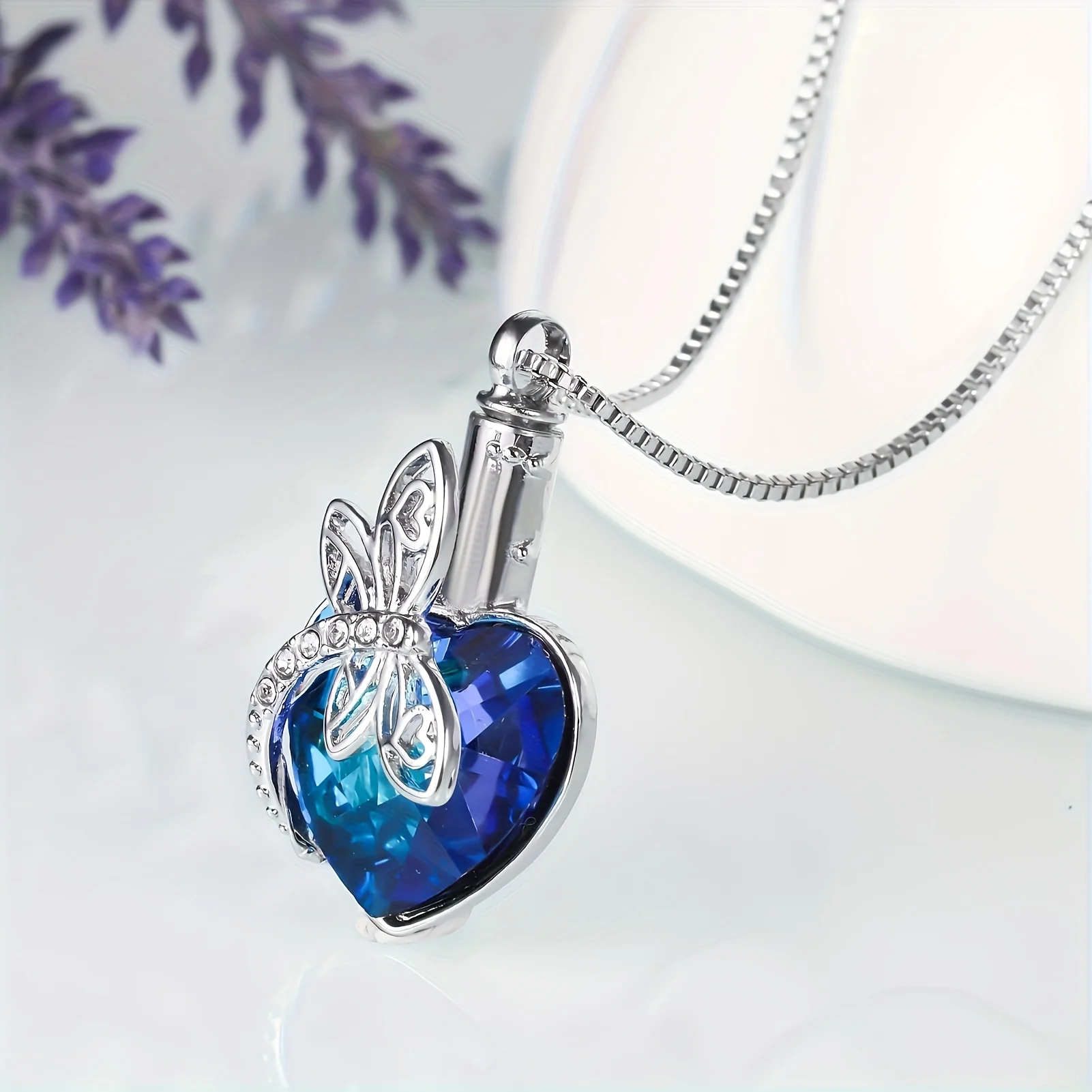 اليعسوب قلادة قلادة جرة القلائد لرماد القلب مجوهرات جنائزية تذكارية مجوهرات عيد الميلاد عيد الميلاد المجوهرات #2