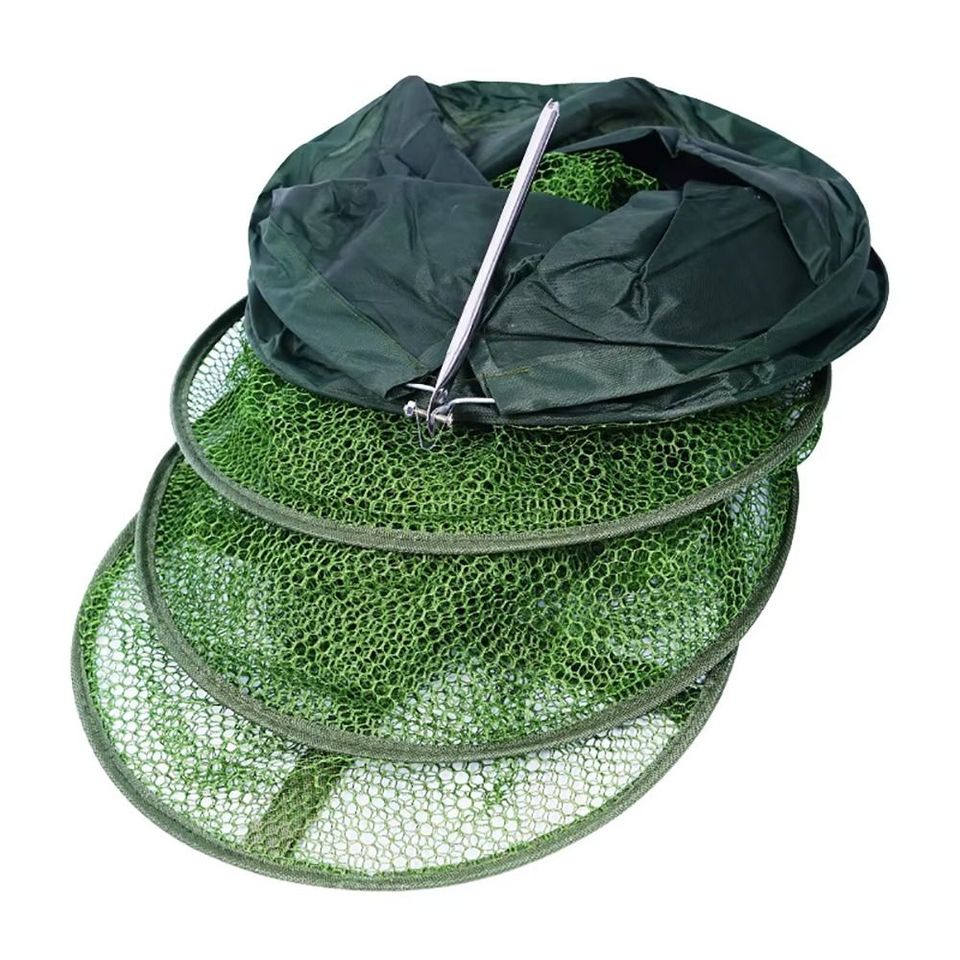 1Pcs 30x200cm Fish Cage Nylon Mesh Folding Collapsible Fish Basket Quick Drying Waterproof Gluing Coating Live Fish Trap Net