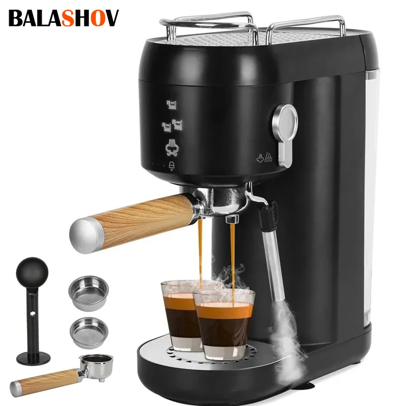 Cafetera Espresso semiautomática de 20 Bar, cafetera Espresso en polvo con varita de vapor, máquina de capuchino Inox, vapor caliente