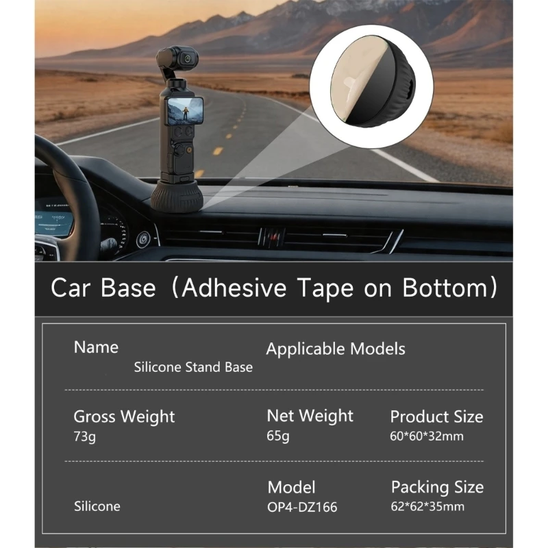  Silicone Stand Base For Pocket 4/3 Camera Holder Car Adhesive Base Perfect For Desktop & Car Use With AntiSlip Design