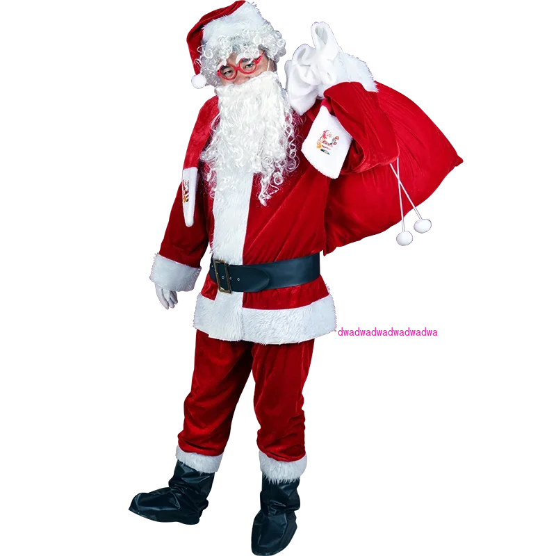 Dense velvet Santa Claus clothing adult men and women Christmas grandpa clothing set cos clothes