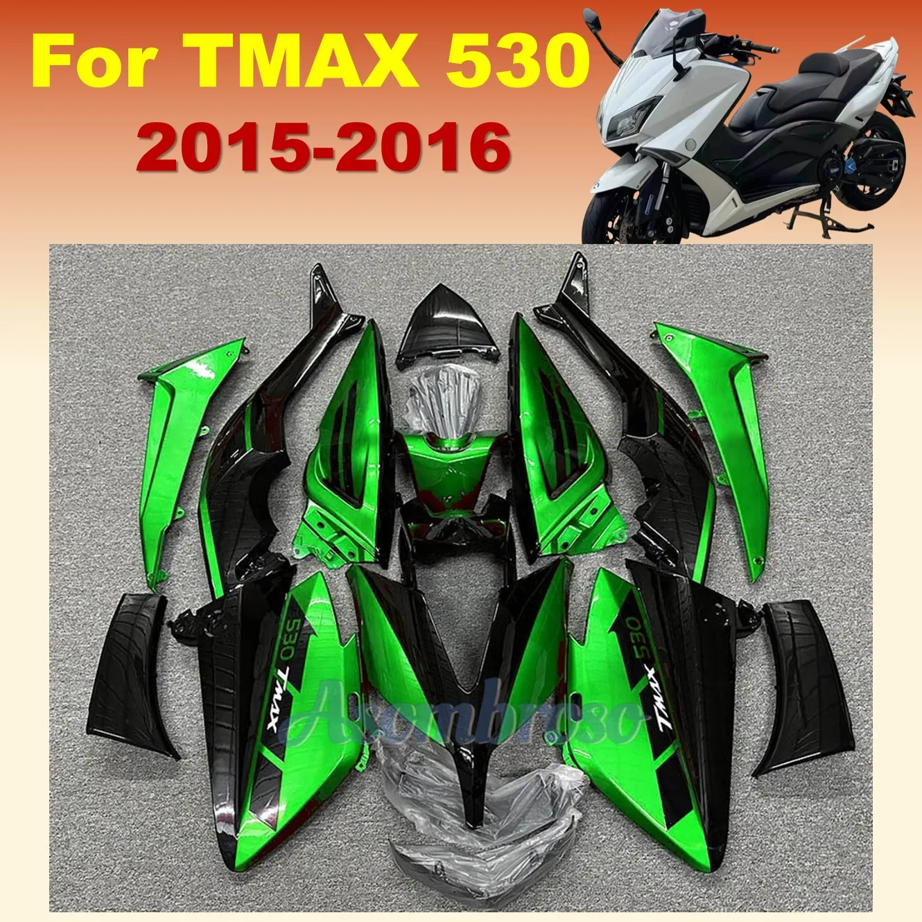 Injection ABS Plastics Motorcycle Shell Fairing Kit for YAMAHA Tmax 530 2015 2016 T-MAX530 15 16 TMAX530 Green Bodywork Set