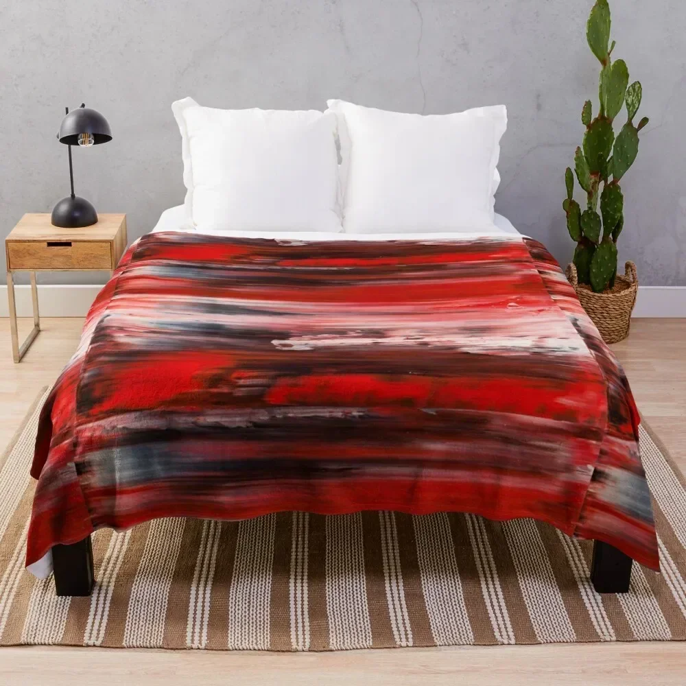 

Abstract artwork #2 - Black, white, red waves Throw Blanket Decorative Soft Throw Blanket for Couch Sofa