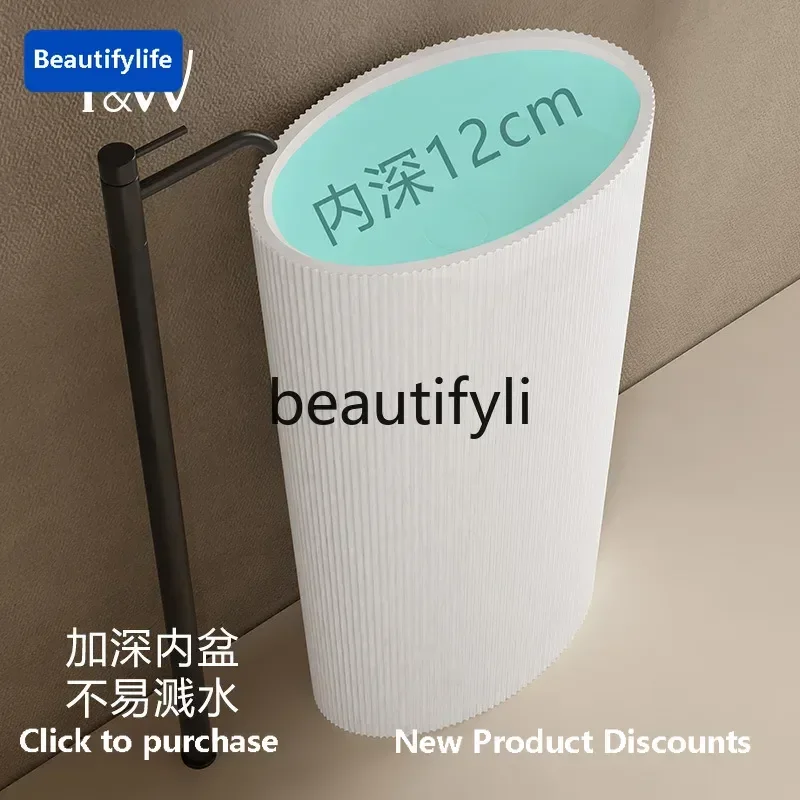 Hot sales  Artificial stone column basin wave stripe floor-to-ceiling bathroom, column basin face wash hand basin