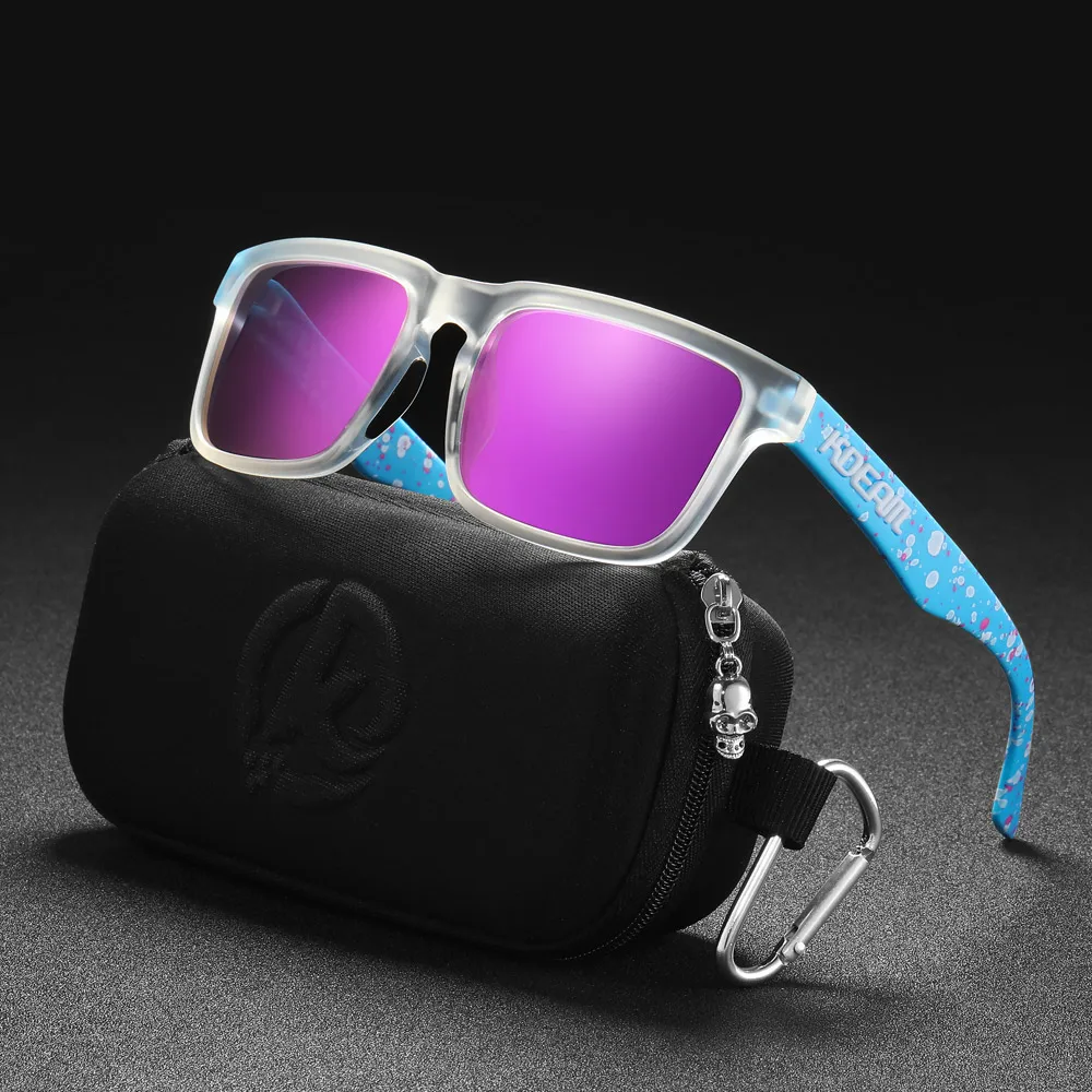 Neue hochwertige quadratische Sonnenbrille für Herren der Marke KDEAM, farbige Sport-Polarisations-Sonnenbrille mit reflektierender Beschichtung und verspiegelten Gläsern – Detail 37
