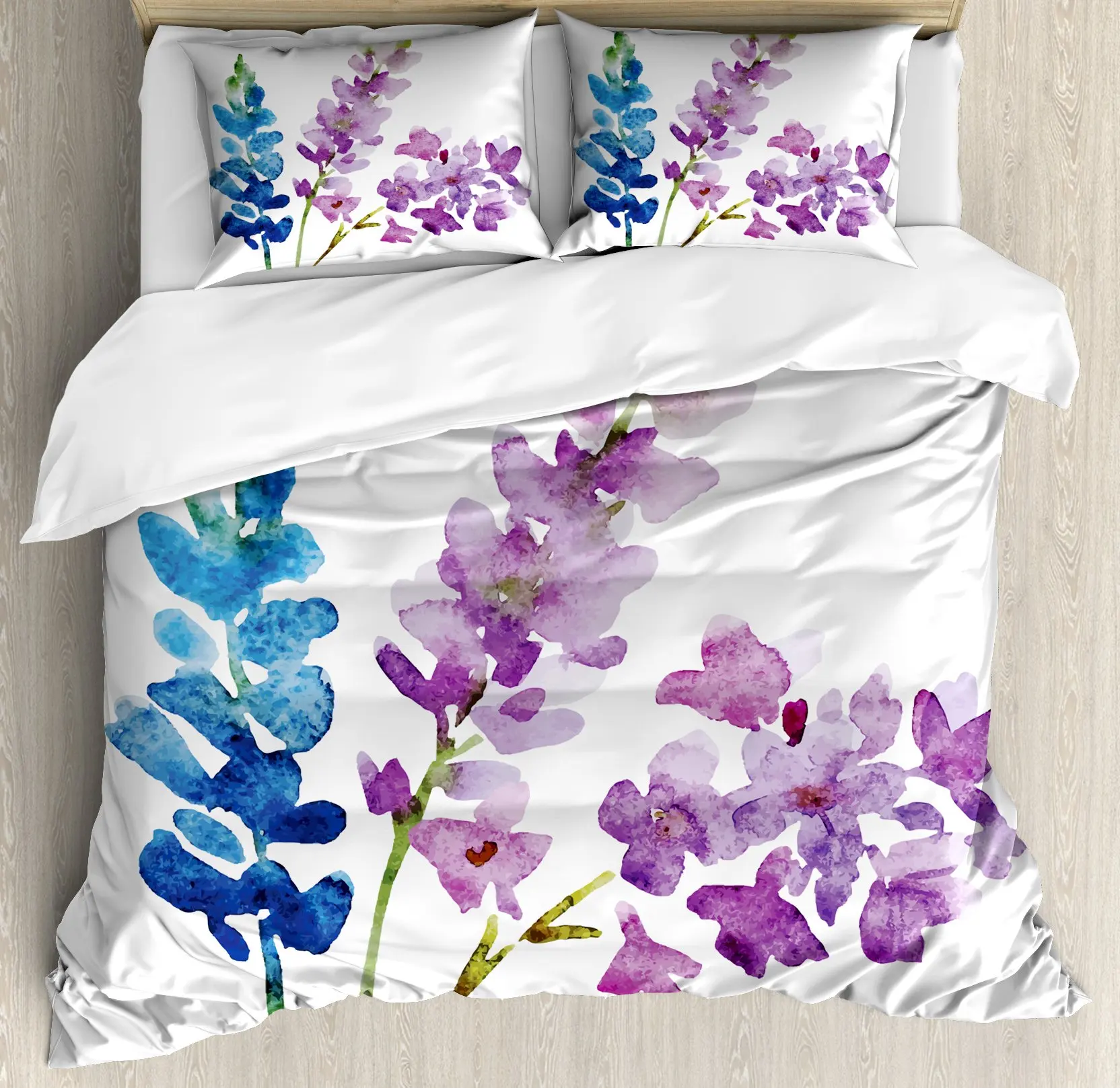 

Purple Violet Duvet Cover Set, Wild Orchids Petal Flower Print, Decor 3 Piece Bedding Set with 2 Pillow Shams, Queen Full Size