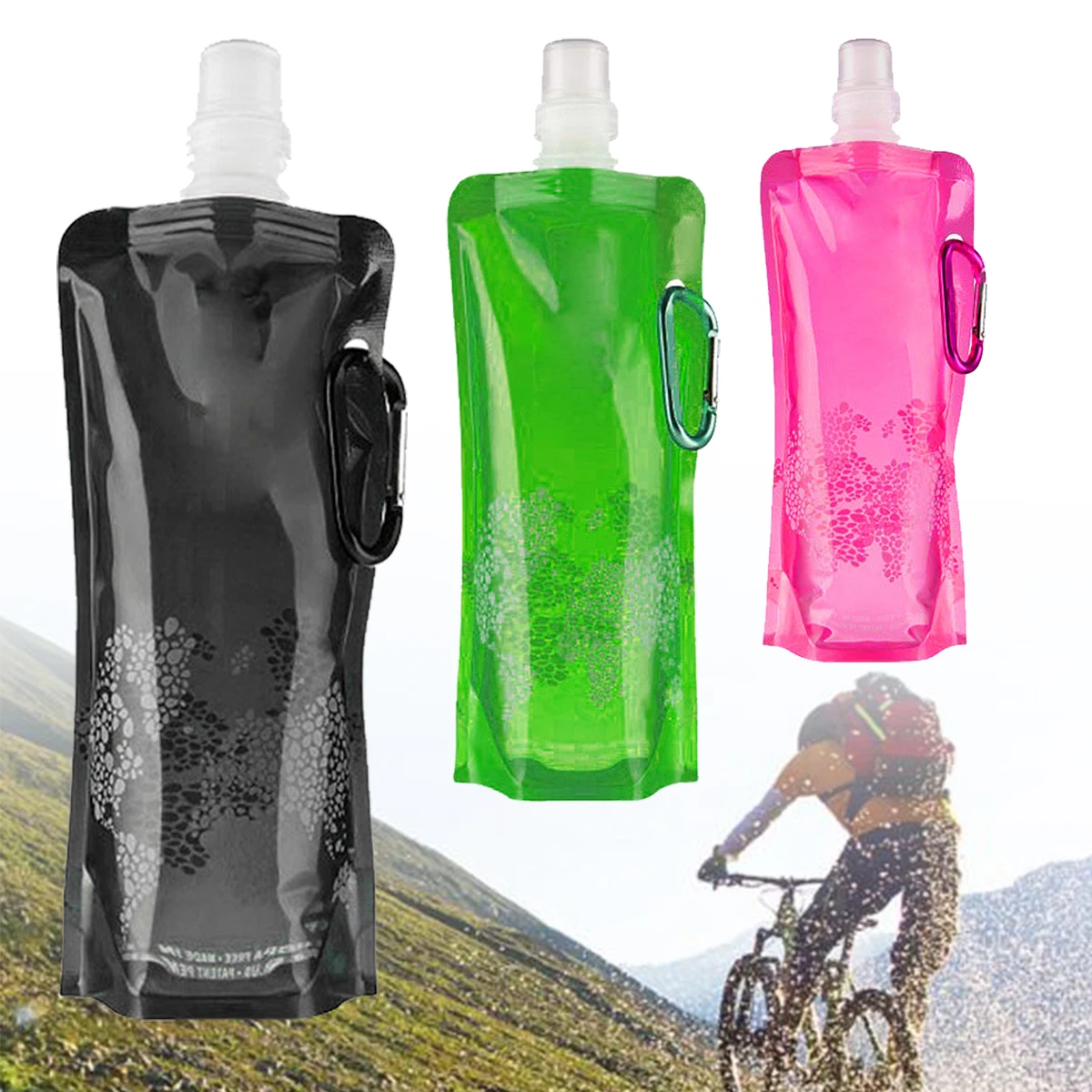 

2Pcs 500ml Portable Ultralight Foldable Water Bag Soft Flask Bottle Outdoor Sport Hiking Camping Water Bag Folding Water Bucket