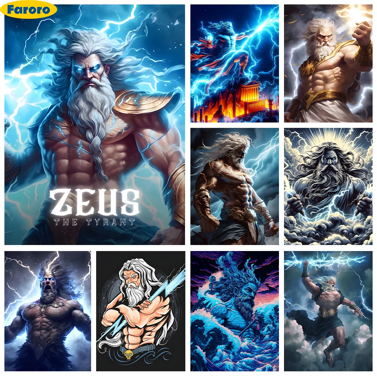 Greek Mythology Diamond Painting Kit Zeus Pictures Diy Diamond Embroidery Cross Stitch King Of Gods Home Wall Decor Hand Gifts