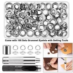 100pcs 10mm 12mm Round Garment Eyelets Set with Tools Tarpaulin Eyelets for Clothes Shoes Bag Leather Crafts DIY Grommet Tool