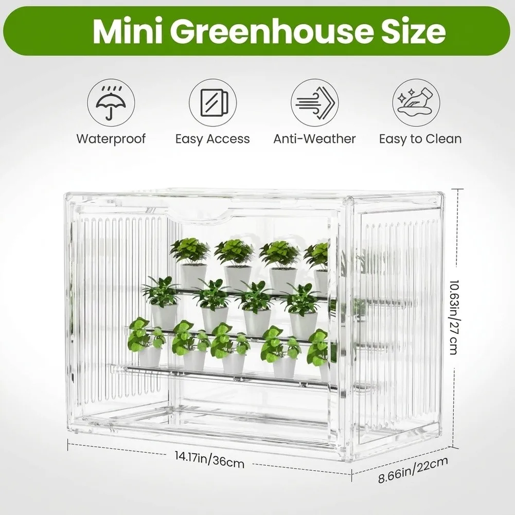 For Indoor For Mini Greenhouse with Magnetic Seal Door Clear Plant Display Unit for Herb Cultivation and Monitoring