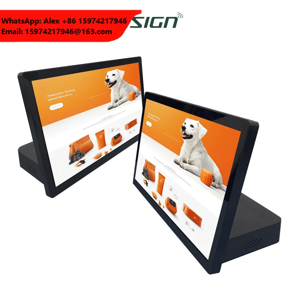 VISIGN Android Touch Tablets Industrial Use Metal Case Desktop Touch Kiosk 10.1 15.6inch Digital Signage With 5-7 Hours Battery