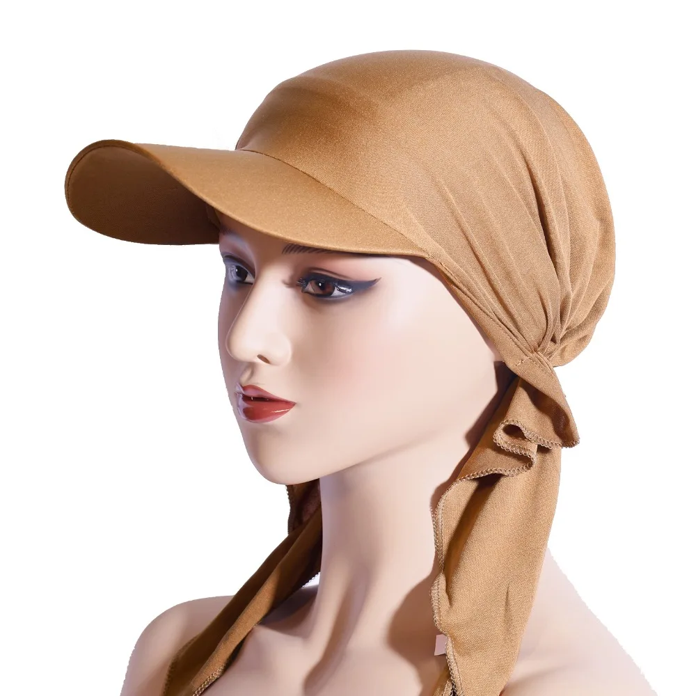

Simple Solid Color Headscarf Baseball Cap Turban Cap Nylon Sunscreen Beach Hats Sun Cap Baseball Hat Hijab Shawl Sports